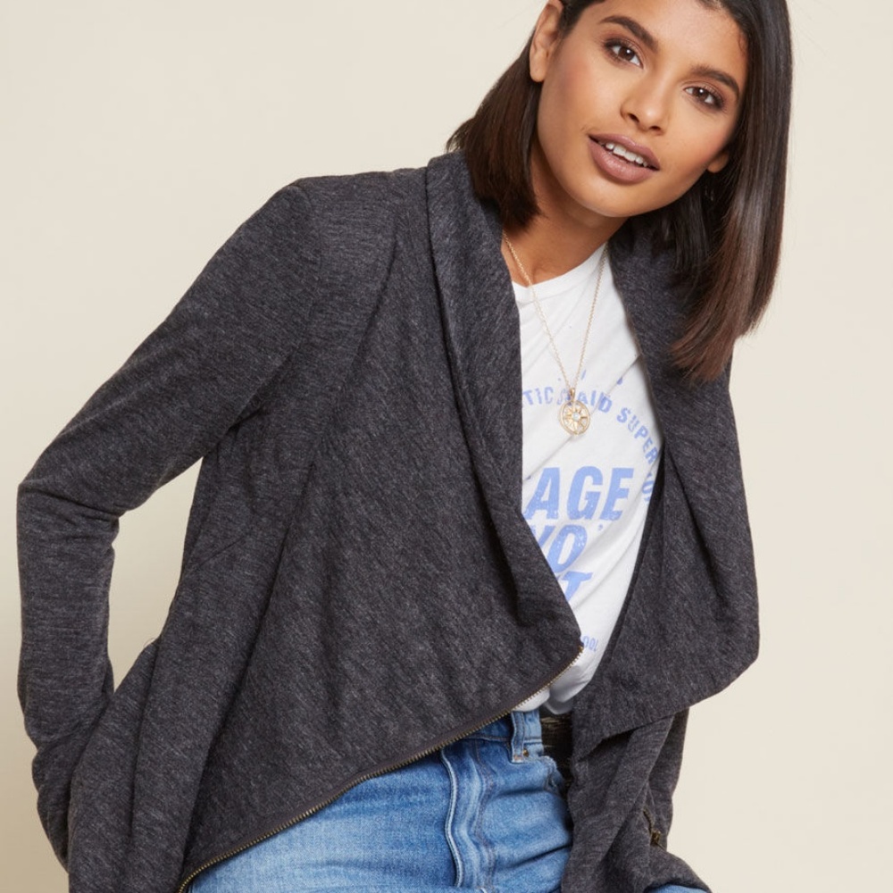 Modcloth  Asymmetrical Gray Cardigan
